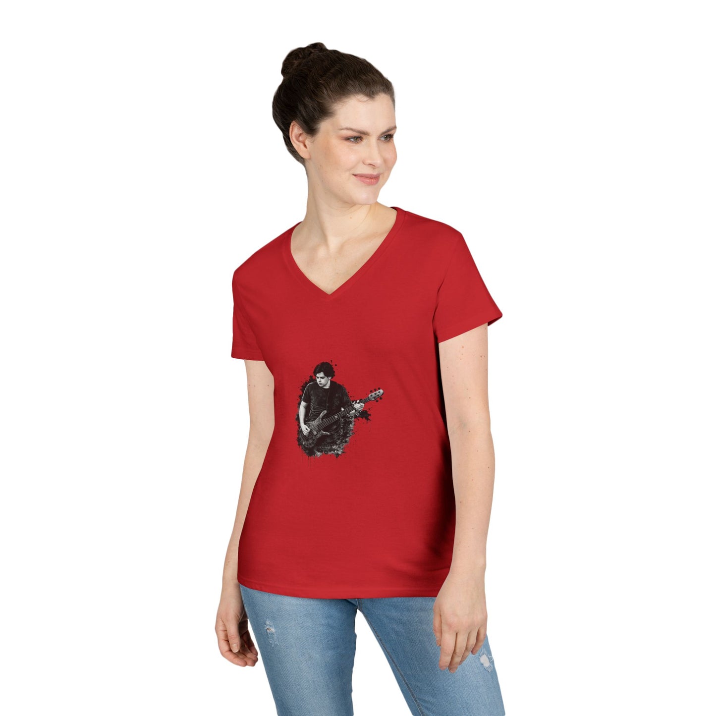 Gavin Godsey Bass Player Silhouette Ladies' V-Neck T-Shirt
