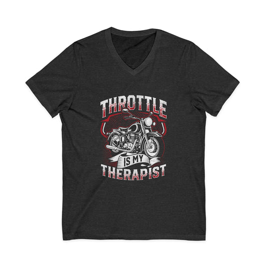 Motorcycle Therapy V-Neck Tee Dark Grey Heather