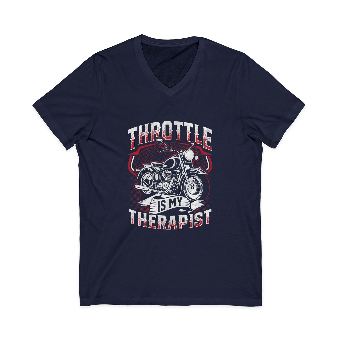 Motorcycle Therapy V-Neck Tee Navy