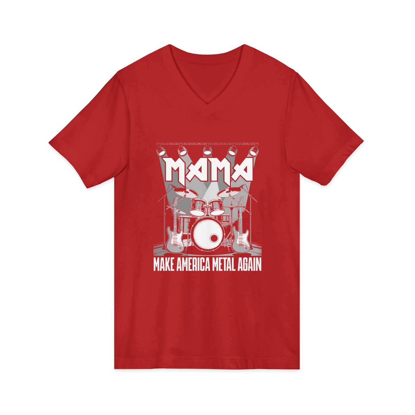 Metal V-Neck Tee: Make America Metal Again Red