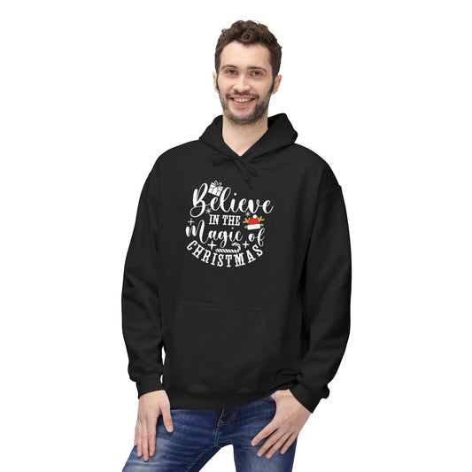 Christmas Hoodie - "Believe in the Magic of Christmas" Festive Santa Hat Holiday Sweatshirt