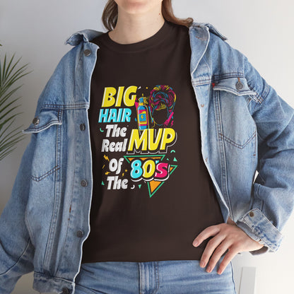 Retro 80s Tee with Big Hair Design, Vintage Style Shirt, Unisex Cotton T-Shirt, Fun Gifting for Nostalgia Lovers, Casual Fashion Top Dark Chocolate