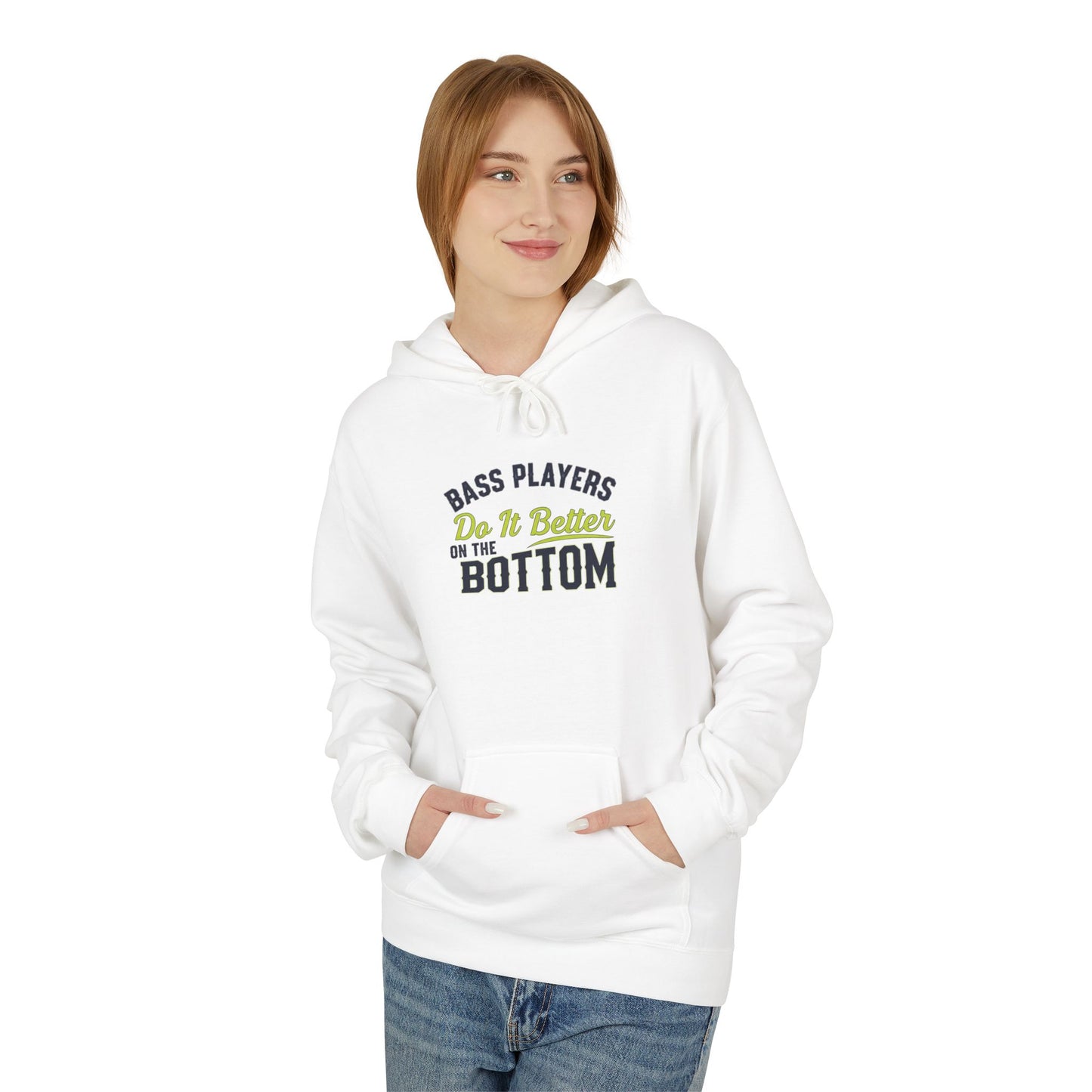 Bass Player / Musician Hoodie - Unisex Midweight Softstyle White
