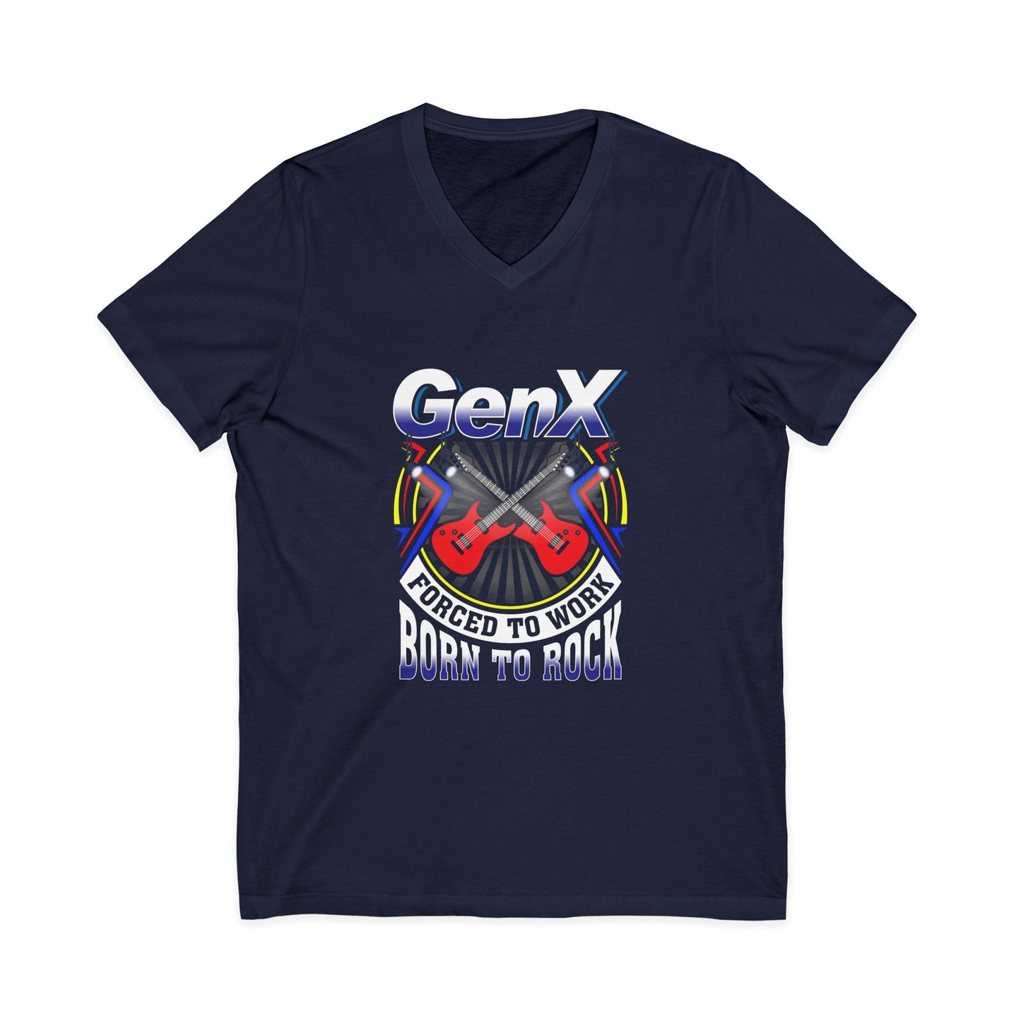 Gen X Rocker V-Neck Tee - Born to Rock Navy