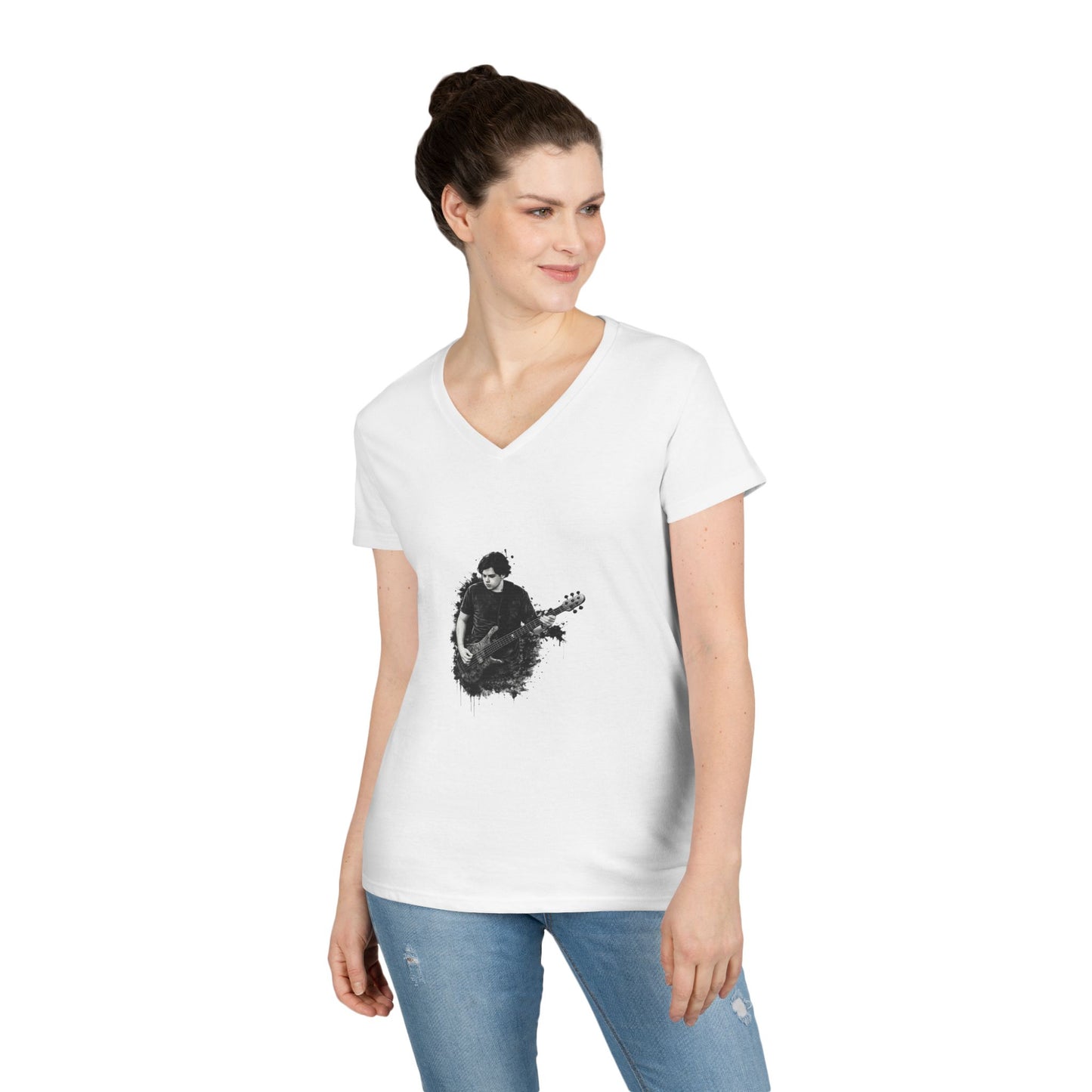 Gavin Godsey Bass Player Silhouette Ladies' V-Neck T-Shirt