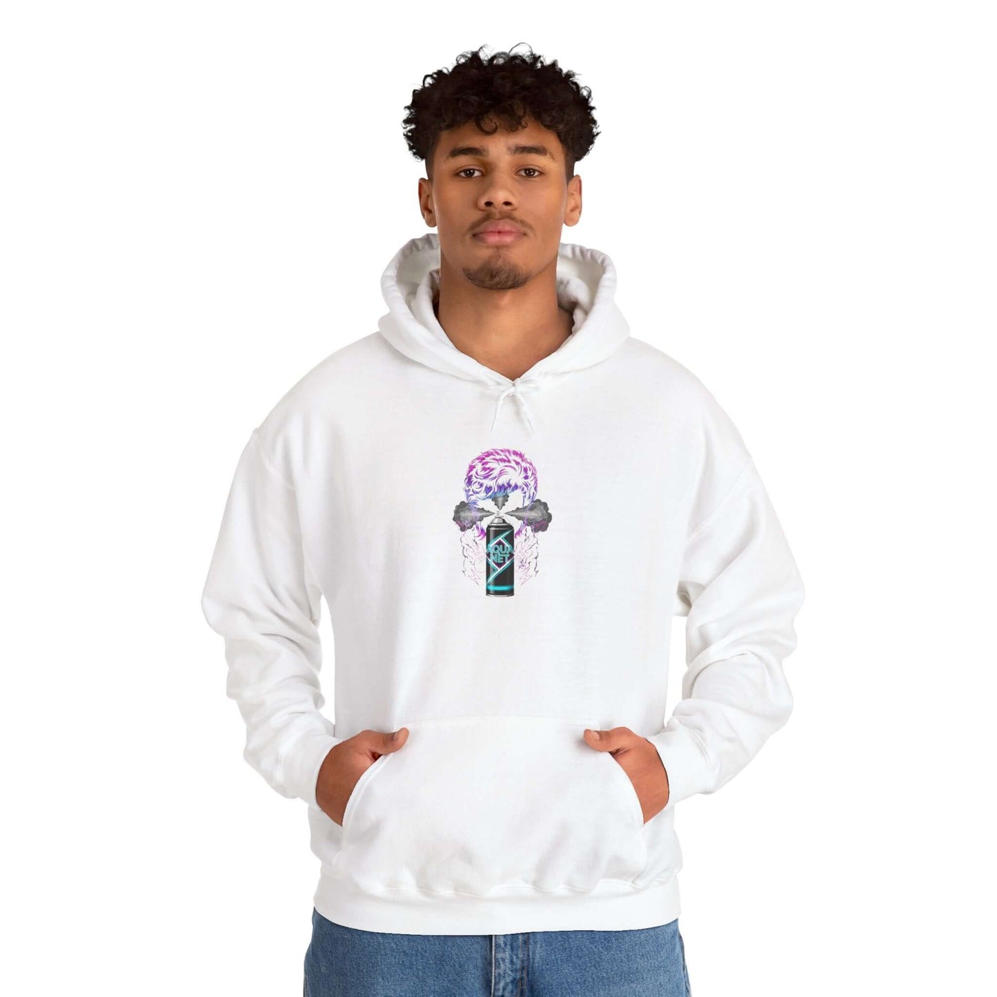 Mystical Graphic Hoodie - Cozy Unisex Sweatshirt, Casual Wear, Gift for Her, Unique Art Design, Comfortable Layer White