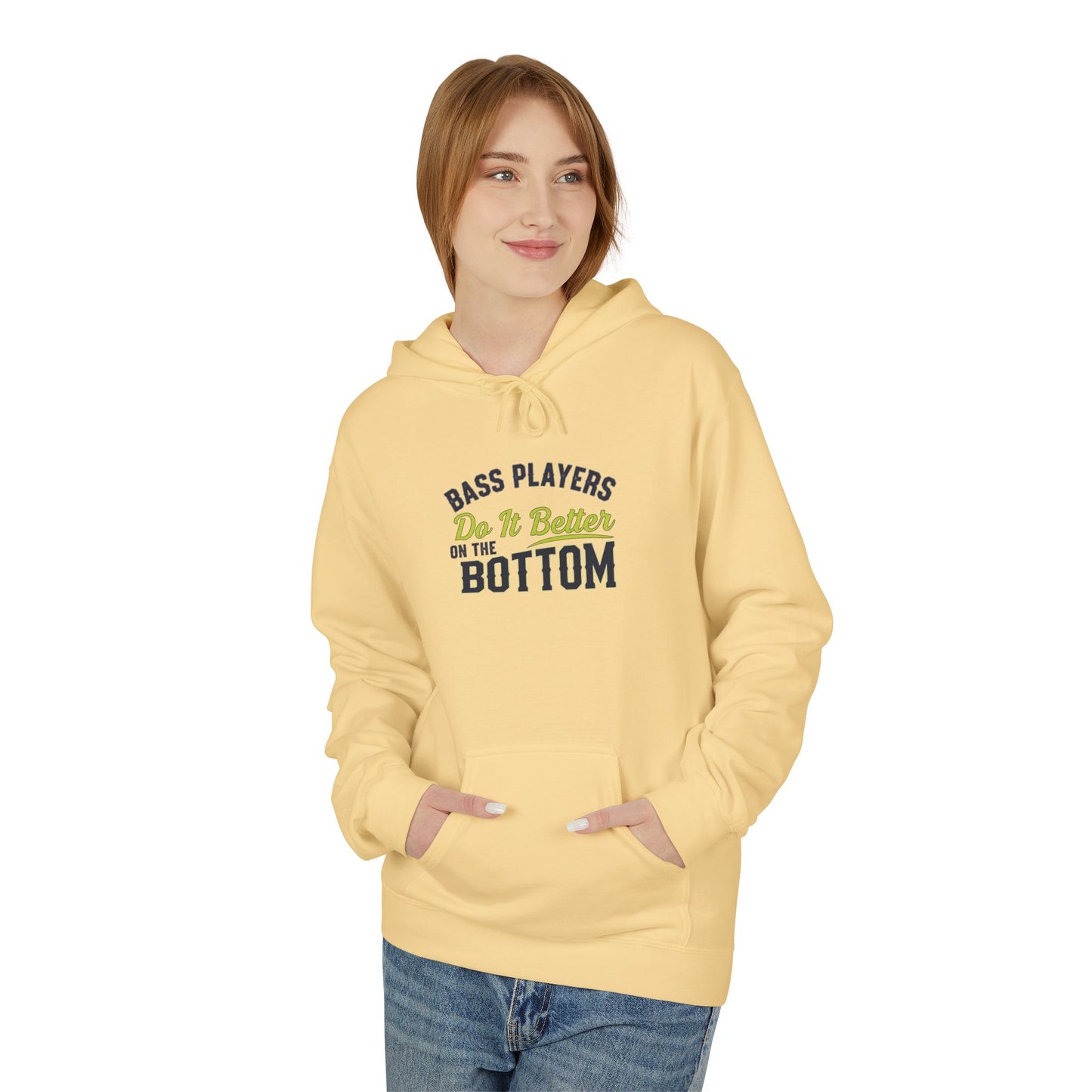 Bass Player / Musician Hoodie - Unisex Midweight Softstyle Yellow Haze