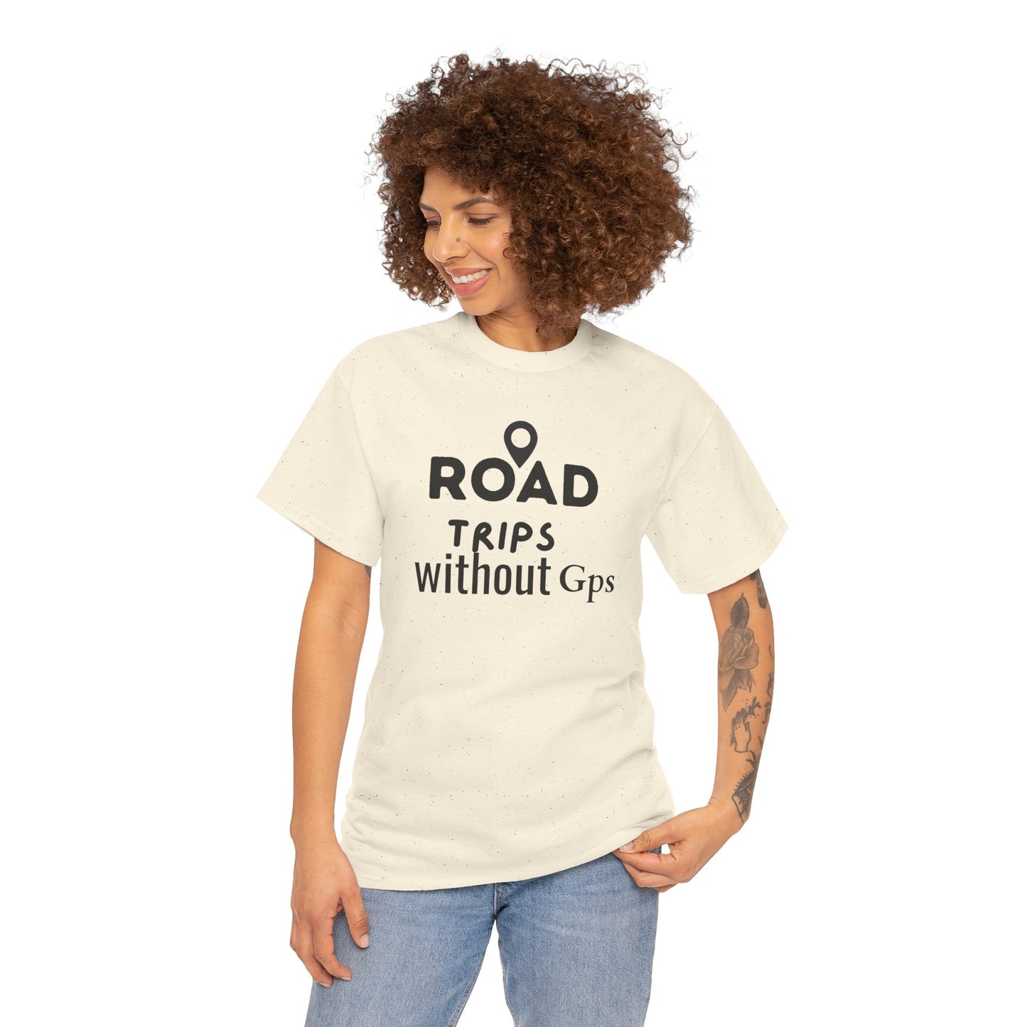Road Trips Without GPS Unisex Heavy Cotton Tee, Travel Shirt, Adventure Apparel, Gift for Explorers, Road Trip Clothing