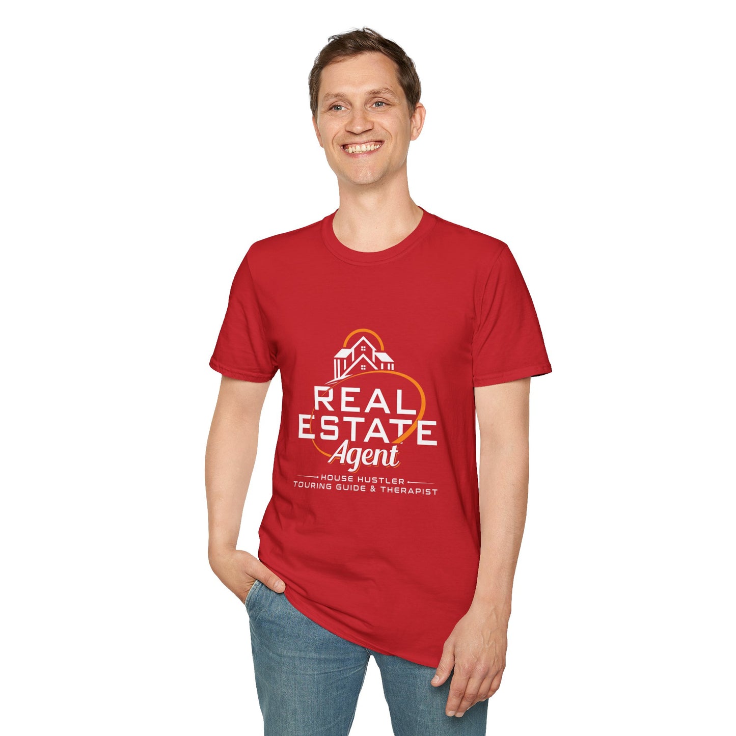 Real Estate Agent Softstyle T-Shirt | Perfect Gift for Realtors, Housewarming, Business Wear, Real Estate Theme, Professional Attire Red
