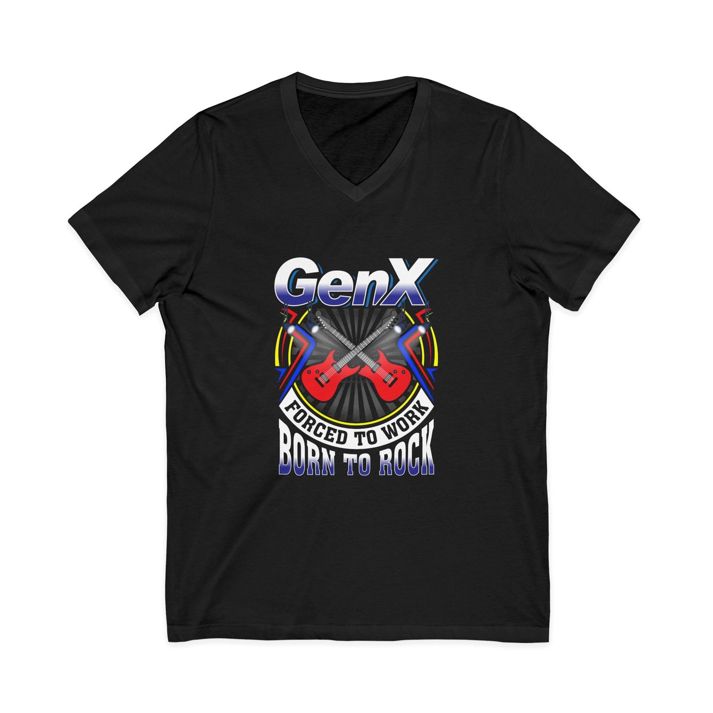 Gen X Rocker V-Neck Tee - Born to Rock Black
