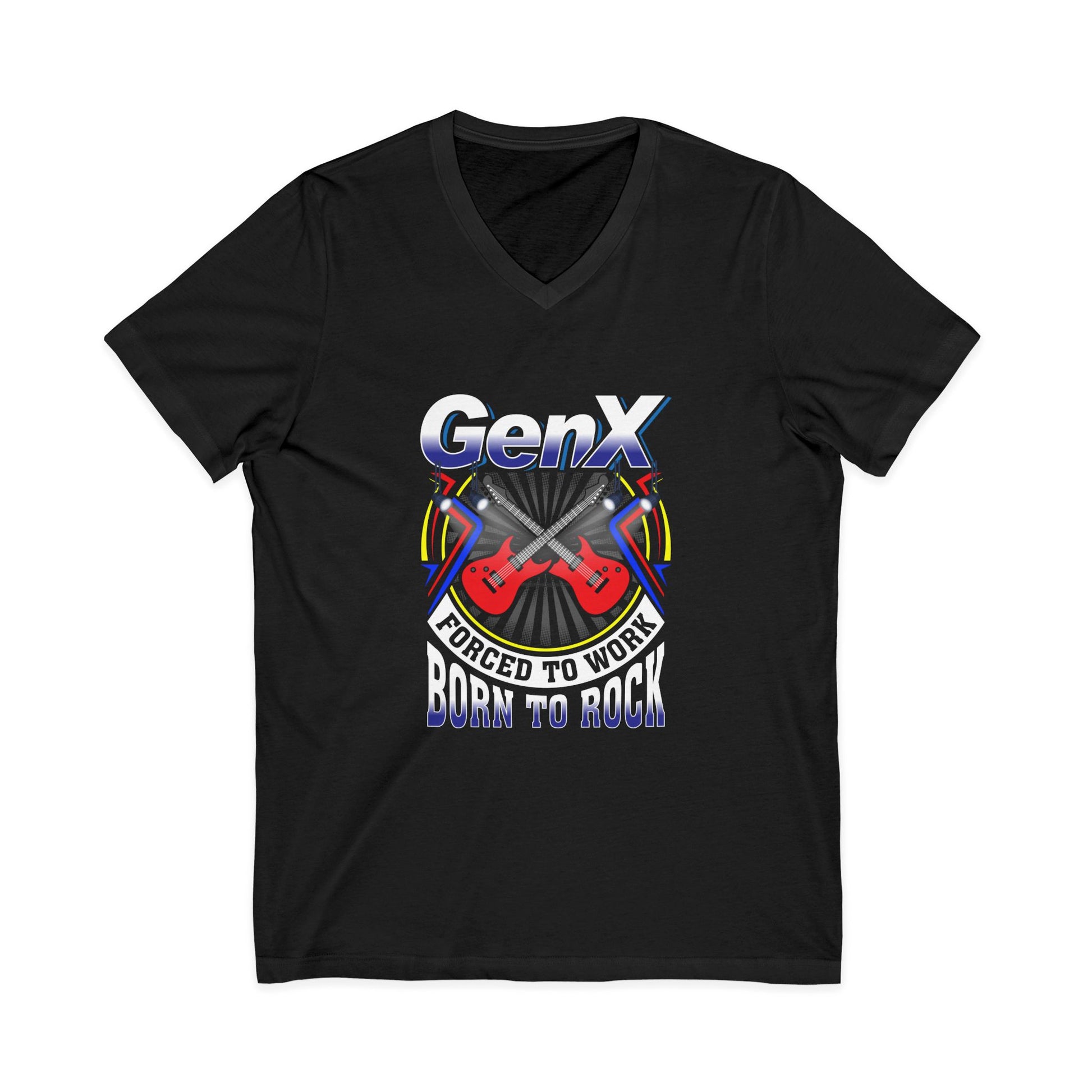 Gen X Rocker V-Neck Tee - Born to Rock Black