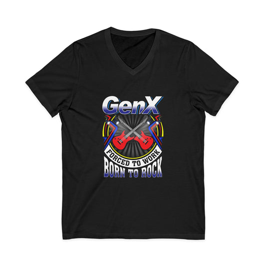 Gen X Rocker V-Neck Tee - Born to Rock Black