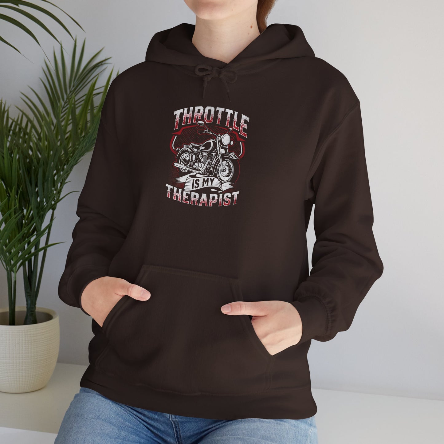 Throttle Is My Therapist Hoodie | Unisex Heavy Blend Sweatshirt for Auto Lovers, Car Enthusiasts, Gift for Him, Motorheads, Funny Hooded Top