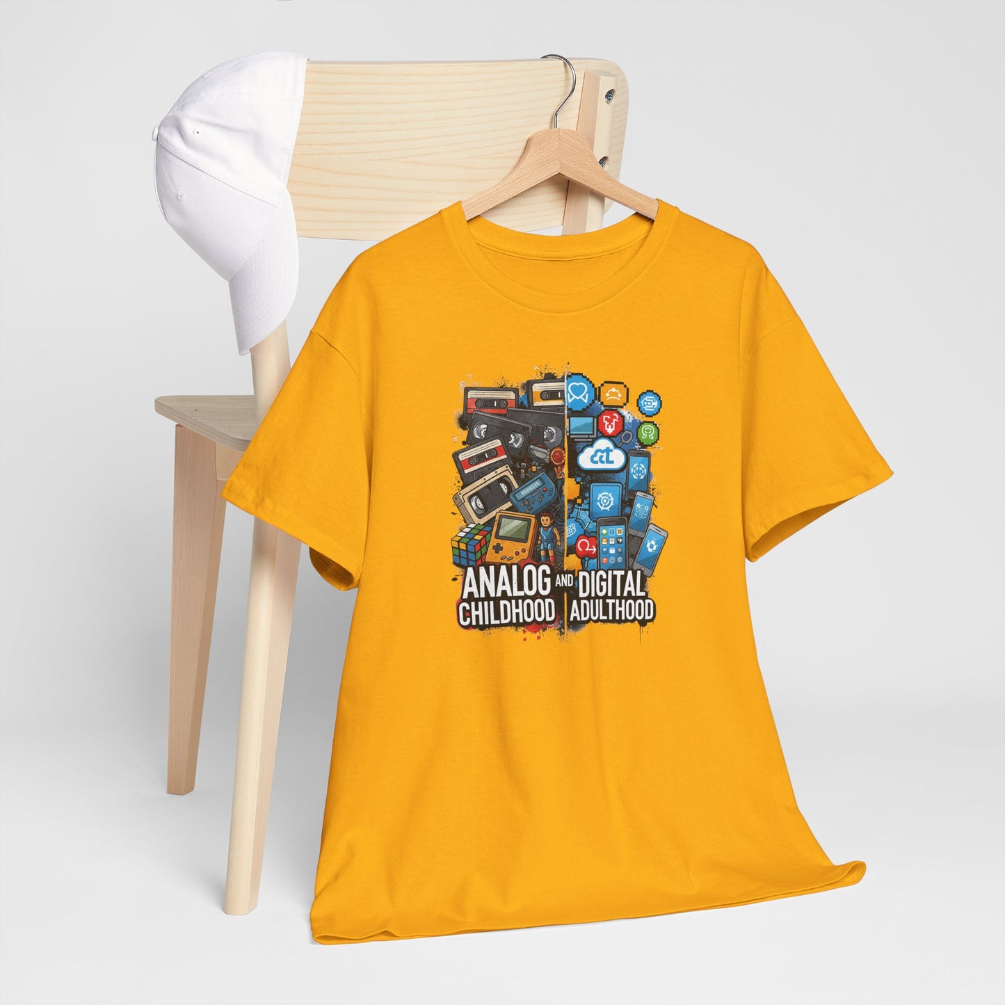 Retro Gaming Inspired Unisex Tee | Nostalgic Childhood Vibes, Perfect for Gamers, Birthdays, Holidays, Gifts, Casual Wear Gold