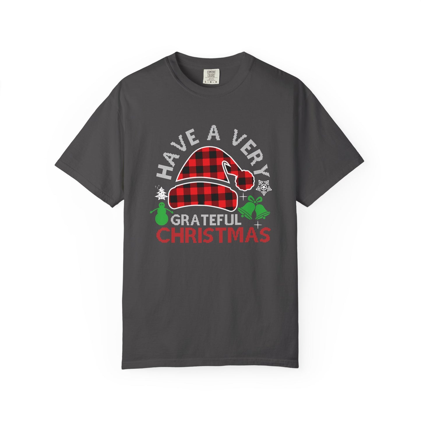 Have a Very Grateful Christmas T-Shirt — Plaid Santa Hat Holiday Tee
