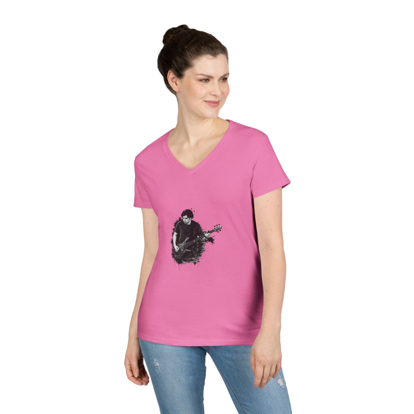 Gavin Godsey Bass Player Silhouette Ladies' V-Neck T-Shirt