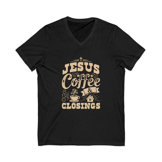 Jesus Coffee & Closings Tee for Faith & Coffee Lovers Black