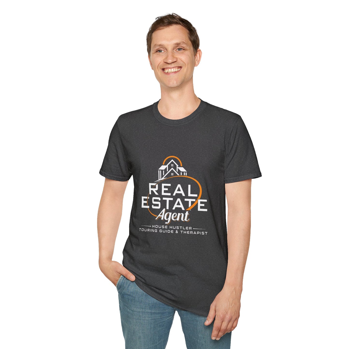 Real Estate Agent Softstyle T-Shirt | Perfect Gift for Realtors, Housewarming, Business Wear, Real Estate Theme, Professional Attire Dark Heather