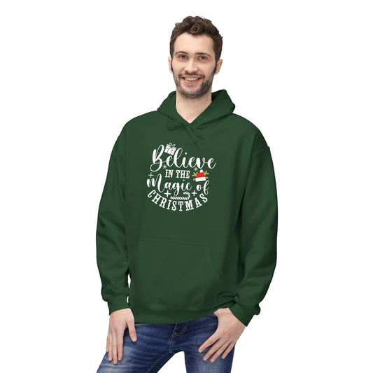 Christmas Hoodie - "Believe in the Magic of Christmas" Festive Santa Hat Holiday Sweatshirt