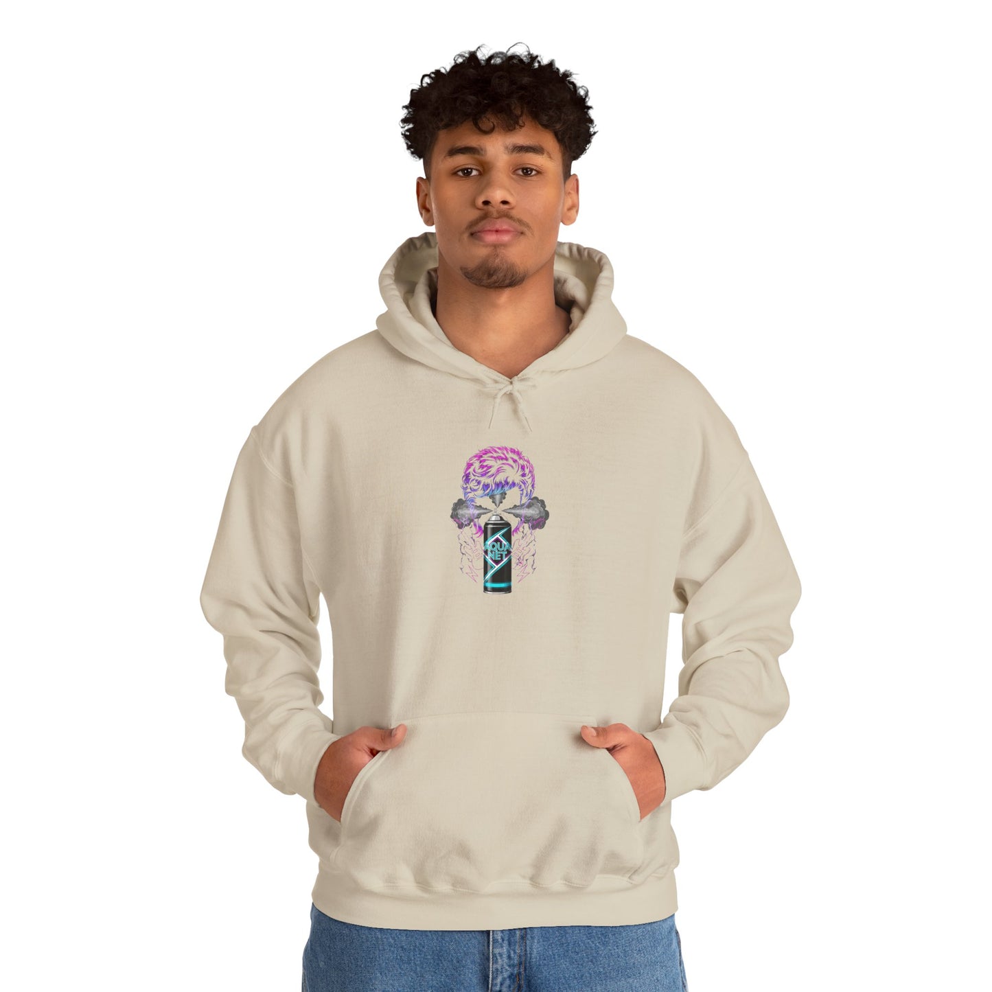 Mystical Graphic Hoodie - Cozy Unisex Sweatshirt, Casual Wear, Gift for Her, Unique Art Design, Comfortable Layer Sand