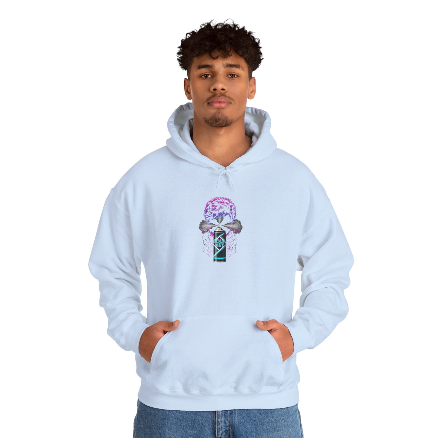 Mystical Graphic Hoodie - Cozy Unisex Sweatshirt, Casual Wear, Gift for Her, Unique Art Design, Comfortable Layer Light Blue