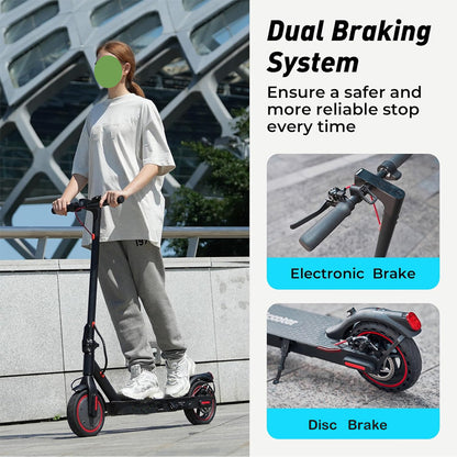Lightweight 8.5'' Electric Scooter 36V 7.5AH 350W For Adults Foldable Commuting Escooter, Max Speed 16mph & Range 17 Miles, 220Lbs Max Load