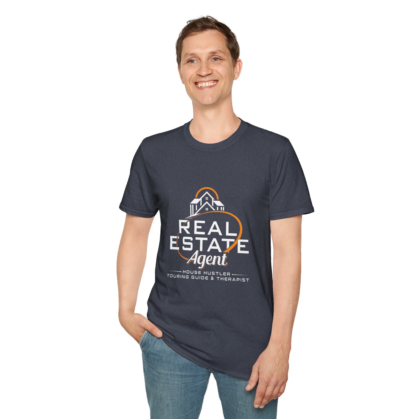 Real Estate Agent Softstyle T-Shirt | Perfect Gift for Realtors, Housewarming, Business Wear, Real Estate Theme, Professional Attire Heather Navy