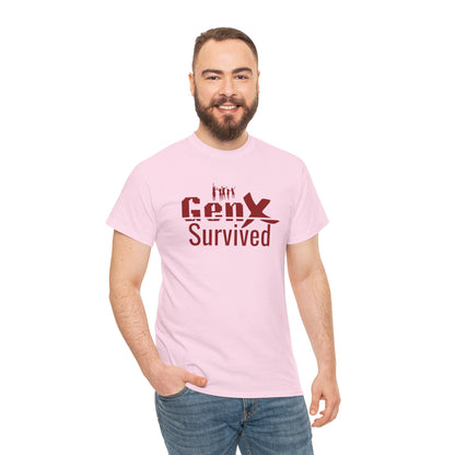 Gen X Survivor Unisex Tee | Nostalgic Fashion for Gen X, Casual Wear, Family Gatherings, Birthdays, Comfy T-Shirt Light Pink