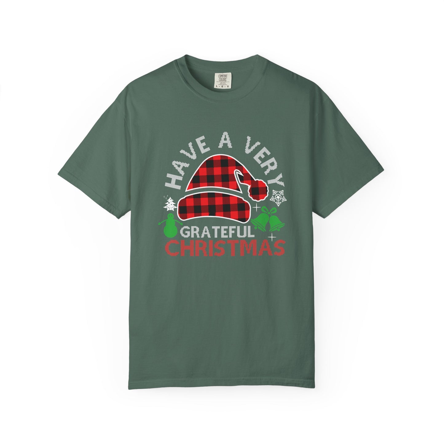 Have a Very Grateful Christmas T-Shirt — Plaid Santa Hat Holiday Tee