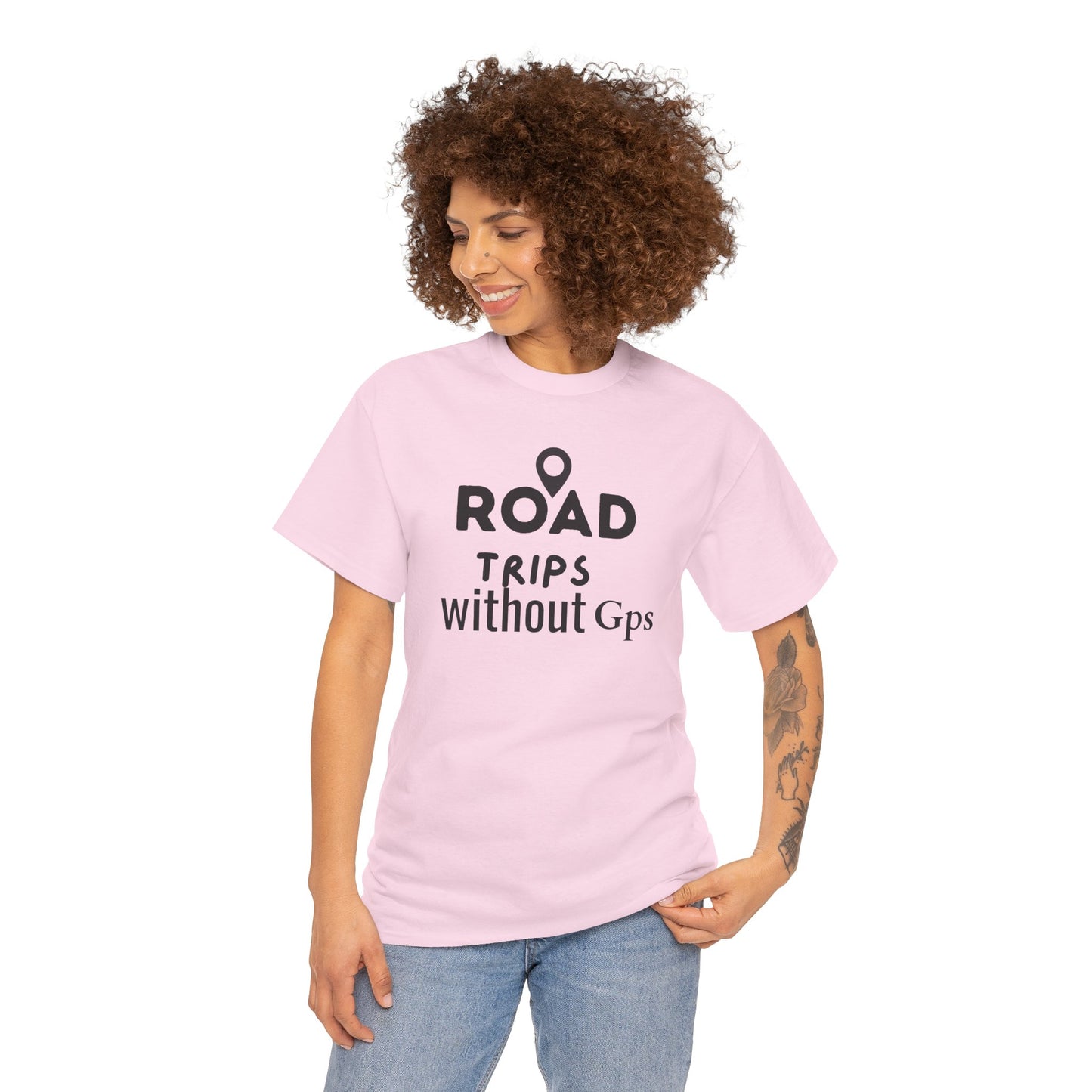 Road Trips Without GPS Unisex Heavy Cotton Tee, Travel Shirt, Adventure Apparel, Gift for Explorers, Road Trip Clothing