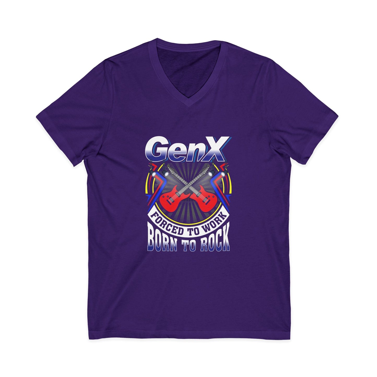 Gen X Rocker V-Neck Tee - Born to Rock Team Purple
